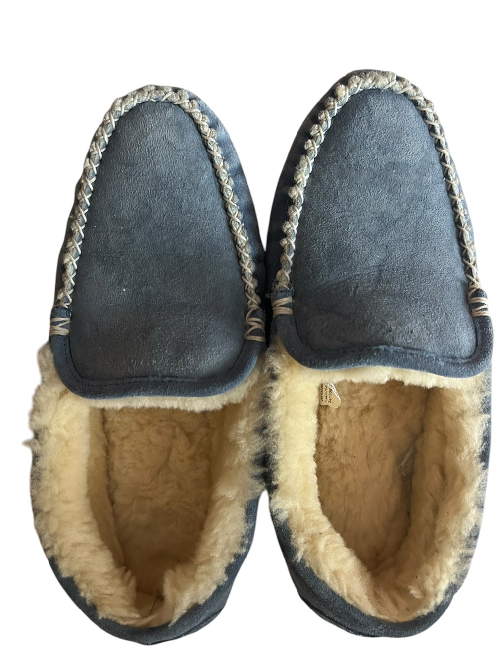 Ladies Shearling-Lined Moccasin Slippers - size 11
